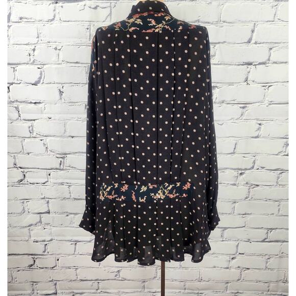 Marla Duran Blouse Womens 3x Rare Floral Pleated Polkadot Boho Funky Fairycore - Picture 2 of 9